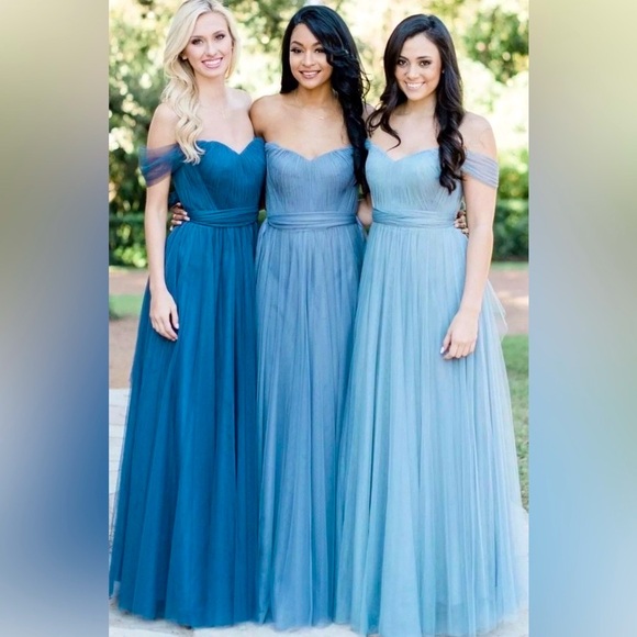 Revelry Rosalie Tulle Convertible Bridesmaid Dress Gray SZ 8 - Picture 5 of 13